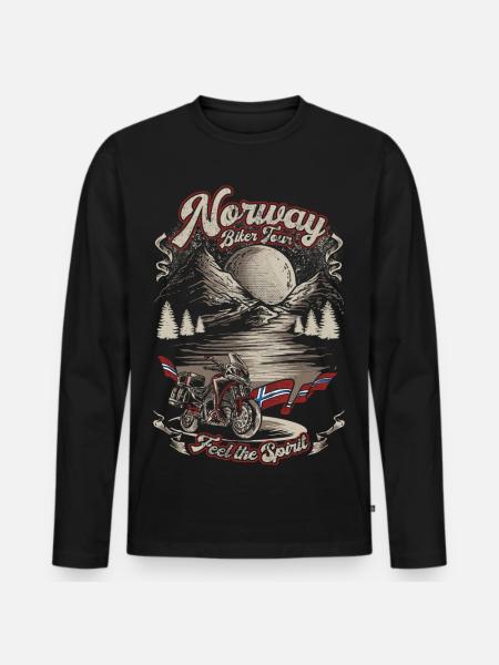 NORWAY BIKER TOUR - Men's Premium Organic Long Sleeve Shirt - black