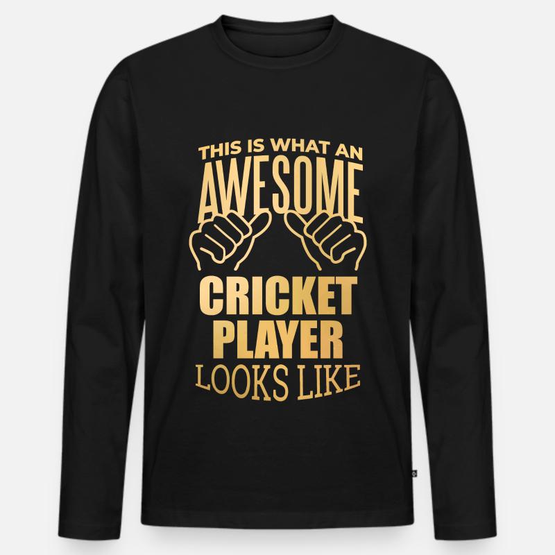 Kricket - Männer Premium Bio Langarmshirt - Schwarz