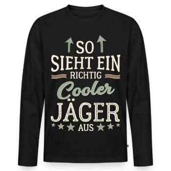 So sieht ein richtig cooler Jäger aus Jagd - Männer Premium Bio Langarmshirt - Schwarz - Vorne - Nico (187cm)