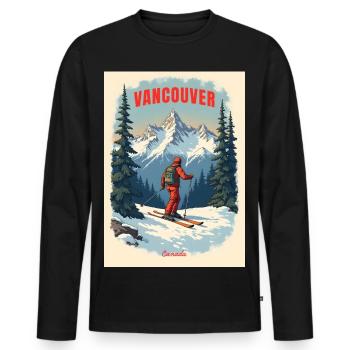 Vancouver Mountain Scenery - Men's Premium Organic Long Sleeve Shirt - black - Front - Nico (187cm)