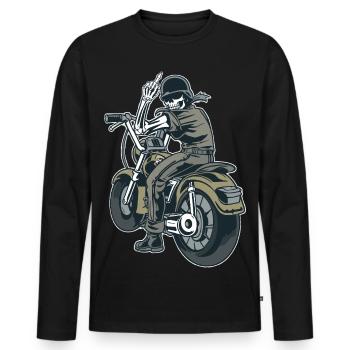 Moto Motard Fuck you Provocation Squelette - T-shirt manches longues Premium bio Homme - noir - Devant - Nico (187cm)