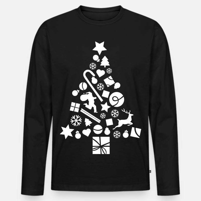 Geschmückter Weihnachtsbaum - Männer Premium Bio Langarmshirt - Schwarz