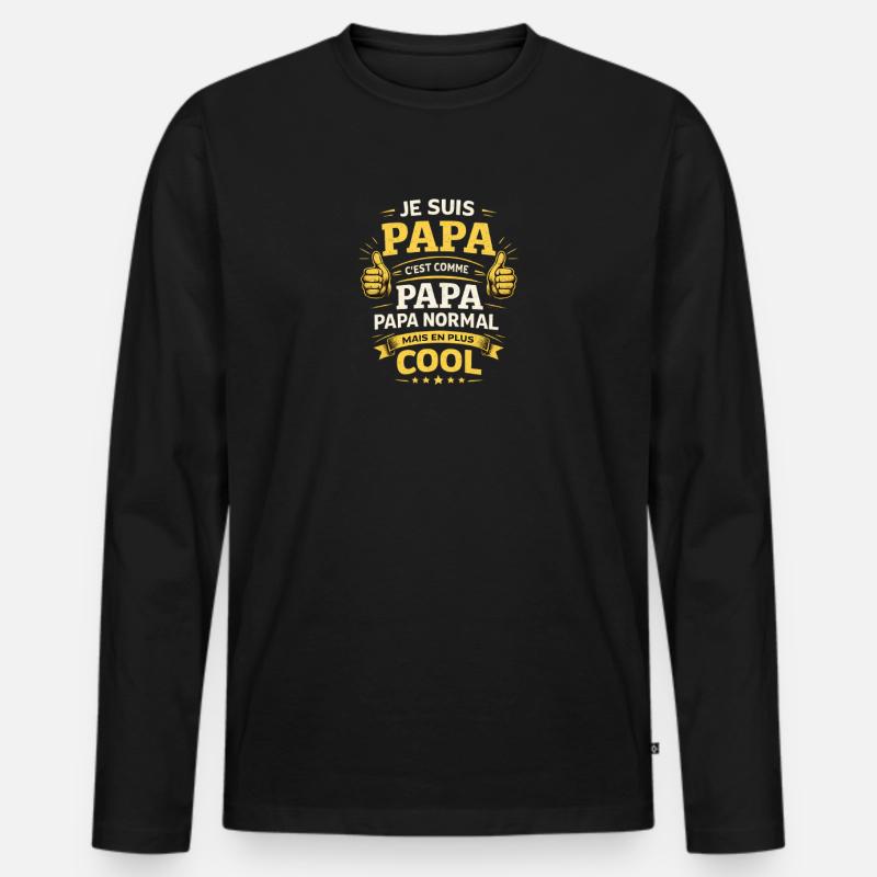 Normaler Vater, aber cooler - Männer Premium Bio Langarmshirt - Schwarz
