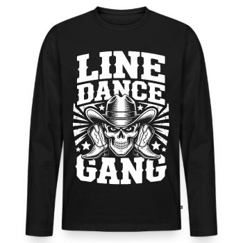 Line Dance Gang Skull Cowboy - Men's Premium Organic Long Sleeve Shirt - black - Front - Nico (187cm)