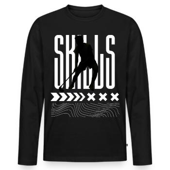Compétences au floorball - T-shirt manches longues Premium bio Homme - noir - Devant - Nico (187cm)