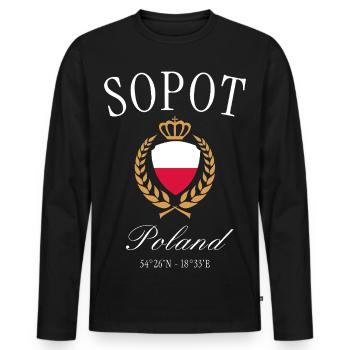 Sopot Polen Wappen Krone – Reise Souvenir - Männer Premium Bio Langarmshirt - Schwarz - Vorne - Nico (187cm)