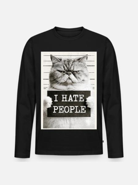 GrimmigerKater I HATE PEOPLE - Men's Premium Organic Long Sleeve Shirt - black