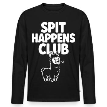 Spit Happens Club funny llama - Men's Premium Organic Long Sleeve Shirt - black - Front - Nico (187cm)