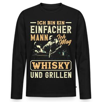 Grillmeister Geschenk Fleisch Wurst & Bier - Männer Premium Bio Langarmshirt - Schwarz - Vorne - Nico (187cm)