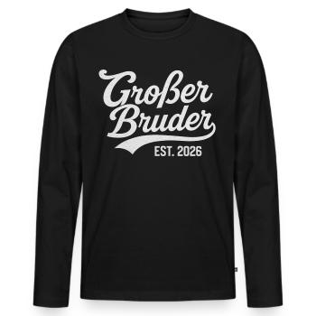 Großer Bruder EST. 2026 - Männer Premium Bio Langarmshirt - Schwarz - Vorne - Nico (187cm)