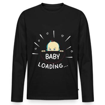 Baby Loading - Nachwuchs unterwegs - Geburt - Männer Premium Bio Langarmshirt - Schwarz - Vorne - Nico (187cm)