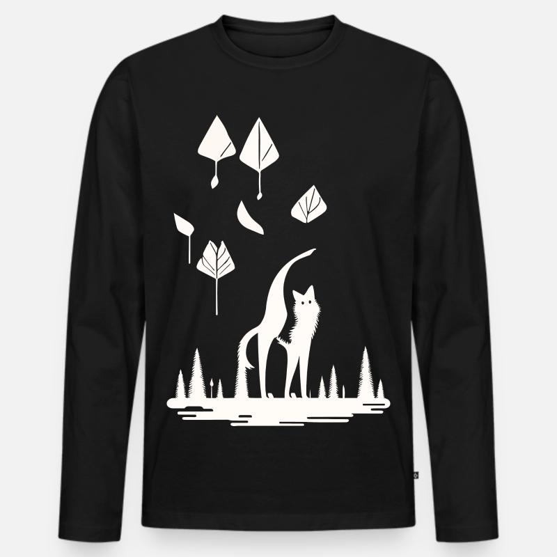 Fuchs im Blätterwald - Männer Premium Bio Langarmshirt - Schwarz