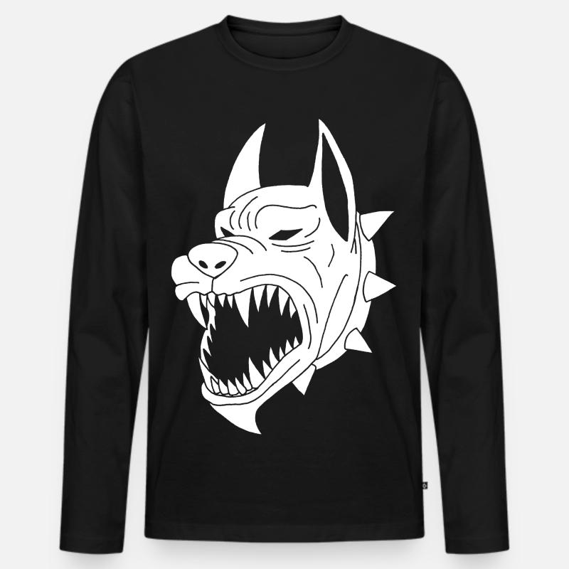 Weißer Höllenhund - Männer Premium Bio Langarmshirt - Schwarz
