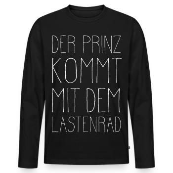 The prince comes on a cargo bike - Men's Premium Organic Long Sleeve Shirt - black - Front - Nico (187cm)