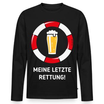 Meine Letzte Rettung! (Bier / Willibecher / NEG) - Männer Premium Bio Langarmshirt - Schwarz - Vorne - Nico (187cm)