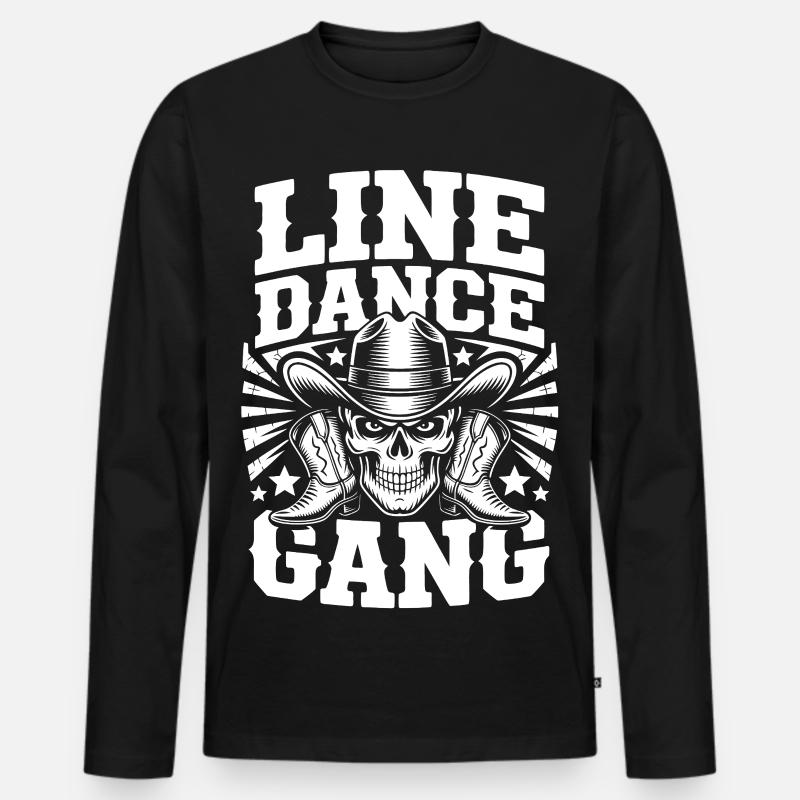 Line Dance Schädel-Gang - Männer Premium Bio Langarmshirt - Schwarz