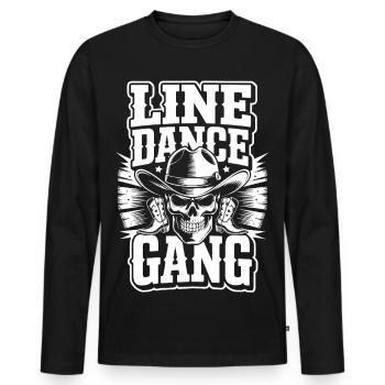 Line Dance Gang Skull Cowboy - Männer Premium Bio Langarmshirt - Schwarz - Vorne - Nico (187cm)