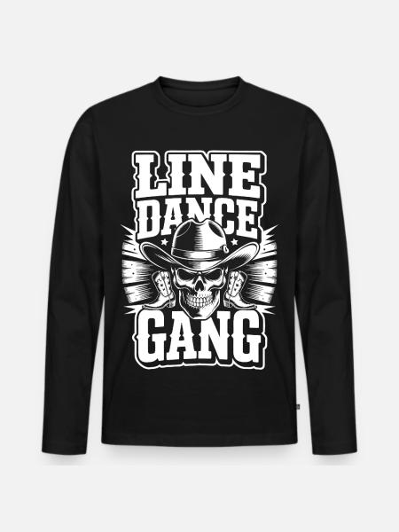Line Dance Gang Skull Cowboy - Men's Premium Organic Long Sleeve Shirt - black
