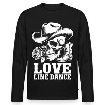 Skelett Cowboy Line Dance - Männer Premium Bio Langarmshirt - Schwarz - Vorne - Nico (187cm)