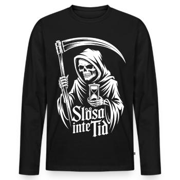 Engel der Todesuhr – Verschwende keine Zeit - Männer Premium Bio Langarmshirt - Schwarz - Vorne - Nico (187cm)