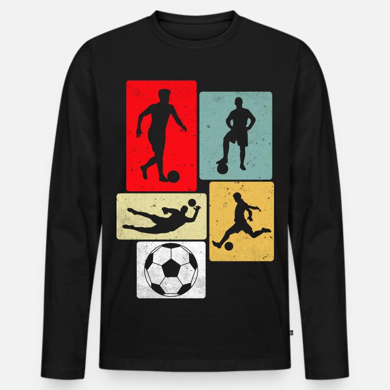 Fußball Retro - Männer Premium Bio Langarmshirt - Schwarz