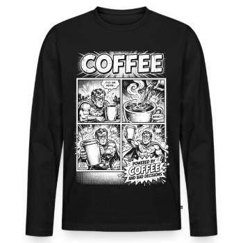 Powered By Coffee And Bad Decisions - Men's Premium Organic Long Sleeve Shirt - black - Front - Nico (187cm)