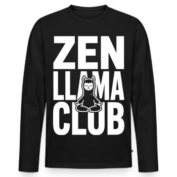 Zen Llama Club – Meditating Lama - Men's Premium Organic Long Sleeve Shirt - black - Front - Nico (187cm)
