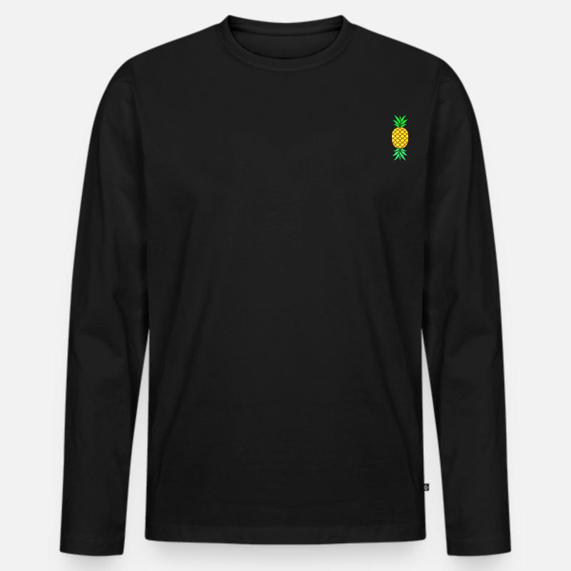 Ananas Pineapple - Männer Premium Bio Langarmshirt - Schwarz