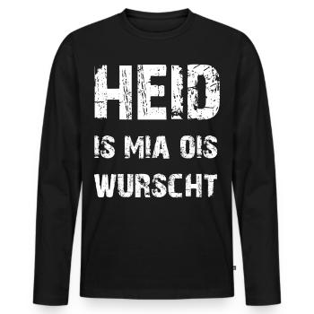 Heid is mia ois wurscht! Bayern Funshirt - Männer Premium Bio Langarmshirt - Schwarz - Vorne - Nico (187cm)