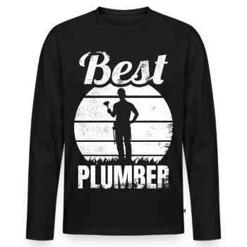 Best Plant Mechanic - Men's Premium Organic Long Sleeve Shirt - black - Front - Nico (187cm)