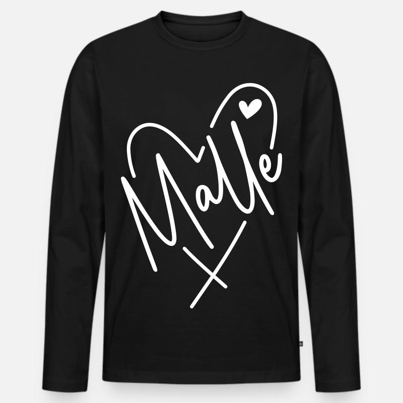Malle Herz - Männer Premium Bio Langarmshirt - Schwarz
