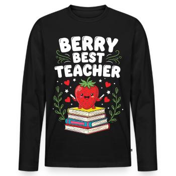 Berry Best Teacher Enseignant du primaire - T-shirt manches longues Premium bio Homme - noir - Devant - Nico (187cm)