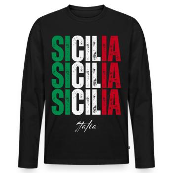 Sicile Italie, souvenir de la Sicile - T-shirt manches longues Premium bio Homme - noir - Devant - Nico (187cm)