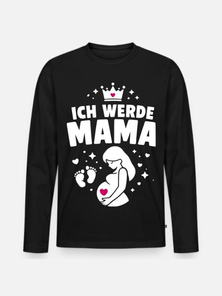 Ich werde Mama - Mutterschaft - Männer Premium Bio Langarmshirt - Schwarz