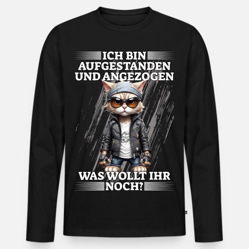 Ich bin aufgestanden und angezogen - Männer Premium Bio Langarmshirt - Schwarz