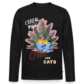 Cereal Milk C&C - Männer Premium Bio Langarmshirt - Schwarz - Vorne - Nico (187cm)