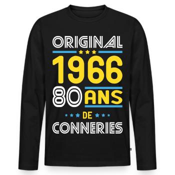 Original – 1966 – 60 ans de conneries - T-shirt manches longues Premium bio Homme - noir - Devant - Nico (187cm)