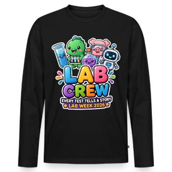 Lab Crew 2026: Comic Strip Lab Team - Men's Premium Organic Long Sleeve Shirt - black - Front - Nico (187cm)