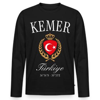 Kemer Türkei Wappen Krone – Reise Souvenir - Männer Premium Bio Langarmshirt - Schwarz - Vorne - Nico (187cm)
