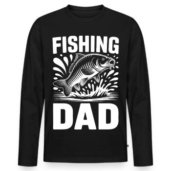 Fisherman Dad Fishing Motif - Men's Premium Organic Long Sleeve Shirt - black - Front - Nico (187cm)
