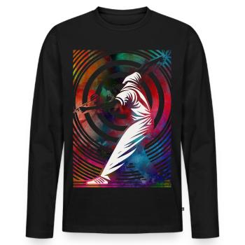 Golfer in a colorful whirlpool - Men's Premium Organic Long Sleeve Shirt - black - Front - Nico (187cm)