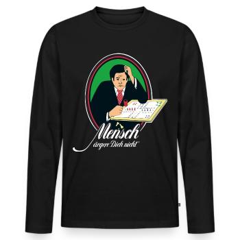 Mensch ärgere Dich nicht Classic Logo - Men's Premium Organic Long Sleeve Shirt - black - Front - Nico (187cm)