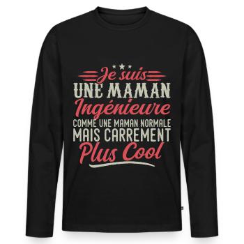 I'm an engineer mom, downright cool - Men's Premium Organic Long Sleeve Shirt - black - Front - Nico (187cm)
