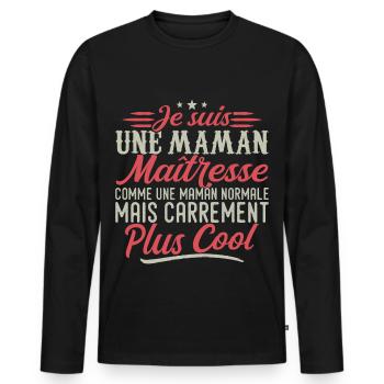 I'm a Mistress Mom, Downright Cool - Men's Premium Organic Long Sleeve Shirt - black - Front - Nico (187cm)