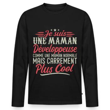 Je suis une maman Développeuse, carrément cool - T-shirt manches longues Premium bio Homme - noir - Devant - Nico (187cm)