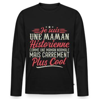 I'm a Historian mom, downright cool - Men's Premium Organic Long Sleeve Shirt - black - Front - Nico (187cm)