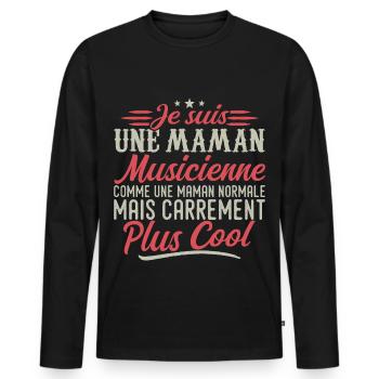 I'm a Musician Mom, Downright Cool - Men's Premium Organic Long Sleeve Shirt - black - Front - Nico (187cm)