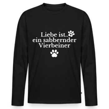 Drôle de chien dicton - T-shirt manches longues Premium bio Homme - noir - Devant - Nico (187cm)