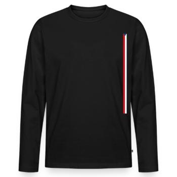 Czech Flag Style Stripes - Men's Premium Organic Long Sleeve Shirt - black - Front - Nico (187cm)