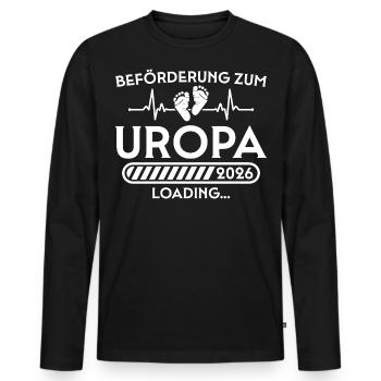 Beförderung zum Uropa 2026 loading - Männer Premium Bio Langarmshirt - Schwarz - Vorne - Nico (187cm)